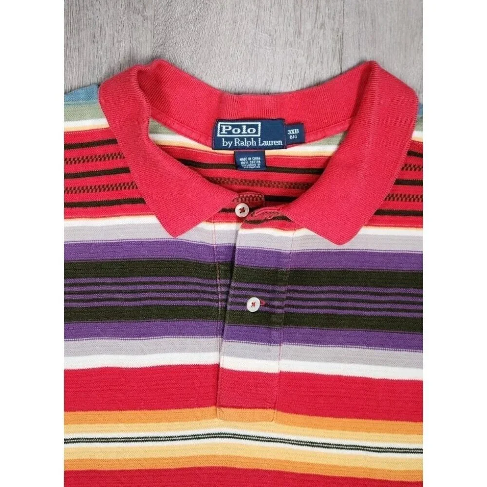 Polo Ralph Lauren Shirt 3XB 3XL Southwest Knit Aztec Navajo Blanket Stripe 90s